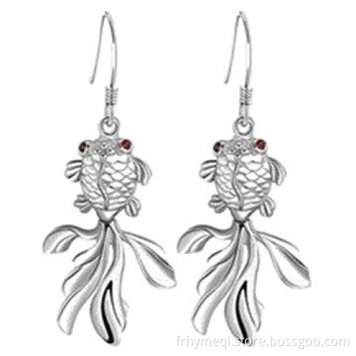 Gold fish drop earrings
